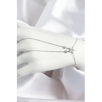 Pirinç Zirkon Taşlı Yıldız Model Gümüş Renk Şahmeran