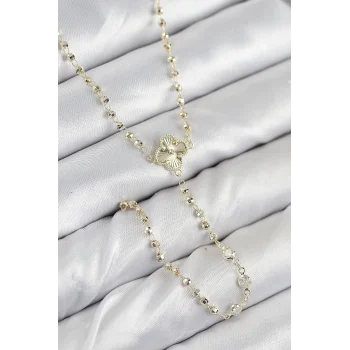 Pirinç Zirkon Taşlı Yonca Model Gold Renk Kadın Y Kolye