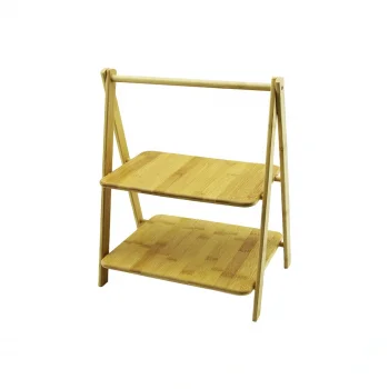 PORTATİF AYAKLI - 2 KATLI AHŞAP BAMBU ORGANİZER RAF =18X28 - 22X28CM Y: 6-20-39CM (5047)