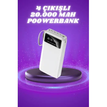Powerbank Şarj Cihazı 4 Çıkışlı 20.000 MAH Powerbank Taşınabilir Çoklu Giriş