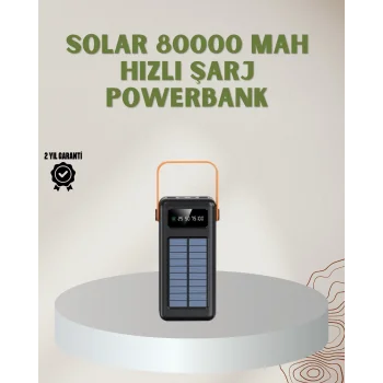 Powerbank Solar Fenerli Çoklu Kablolu Taşınabilir Şarj Aleti