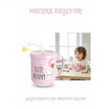 Premium Pipetli Çocuk Bardağı 350 ml -Alıştırma Bardağı ve Suluk