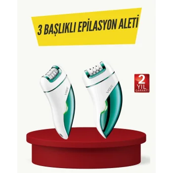 Profesyonel 3 in 1 Epilasyon Cihazı LED Aydınlatmalı Suya Dayanıklı Şarjlı VGR Epilatör