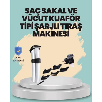 Profesyonel Erkek Tıraş Makinesi – Kablosuz, Paslanmaz lı ve Tam Aksesuar