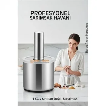 Profesyonel Ezici Sarımsak Havanı Seti -  Mutfak Tipi Baharat Havanı  304 Paslanmaz Çelik