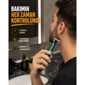 Profesyonel Şarjlı Tıraş Makinesi – 180 Dakika Kullanım, 2.5 Saat Hızlı Şarj, Evrensel USB Şarj Girişli