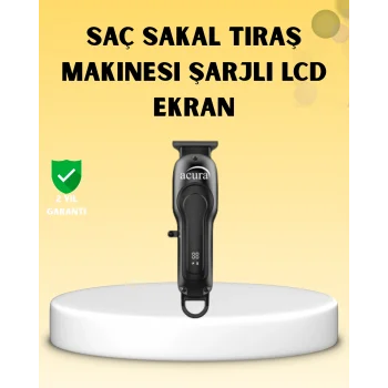Profesyonel Tıraş Makinesi LCD Ekranlı Turbo Mod ve Güçlü Motor