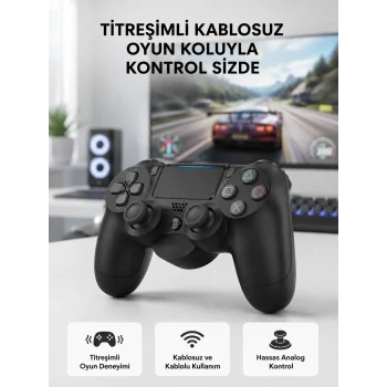 PS4 Kablosuz Oyun Kolu V2 – Bluetooth Bağlantılı, Titreşimli, PC ve Mobil Uyumlu