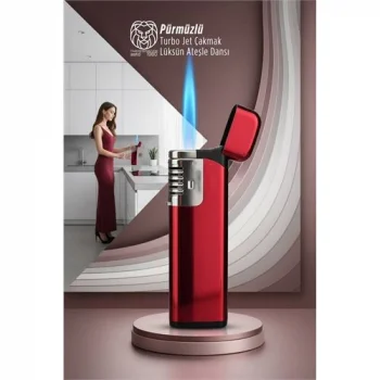 Pürmüzlü Torch Çakmak: Rüzgara Dirençli Turbo Jet Alev & Lüks Tasarım Mutfak Çakmağı