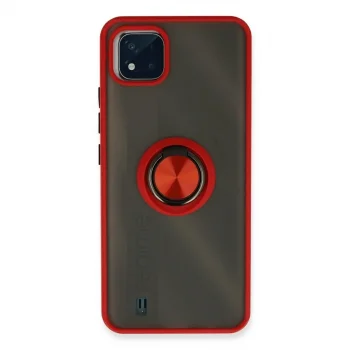 Realme C11 2021 Kılıf Montreal Yüzüklü Silikon Kapak - Kırmızı