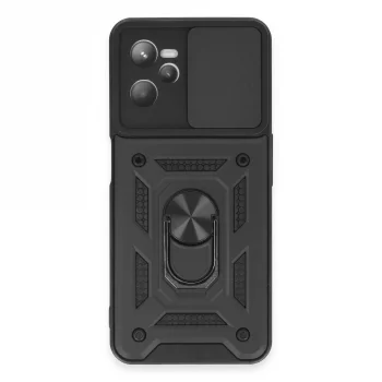 Realme C35 Kılıf Pars Lens Yüzüklü Silikon - Siyah