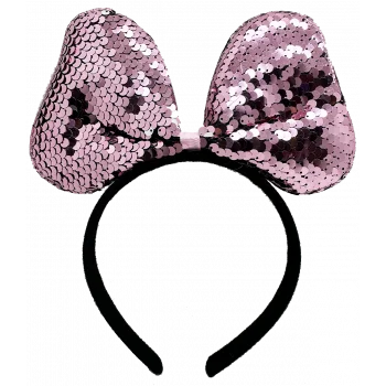 Renk Değiştiren Pullu Payetli Fiyonk Parti Tacı Pembe Gümüş Renk 20x16 cm