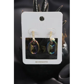 Renkli Hematit Taşlı Küpe Seti