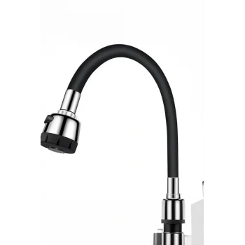 Renkli Silikonlu Oynar Başlıklı 2 Fonksiyonlu Spiral Musluk Başlığı - Siyah (5047)