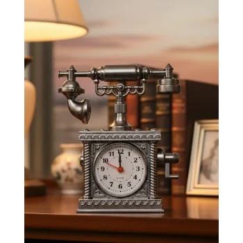 Retro Telefon Görünümlü Çalar Saat Masa ve Raf Dekoru