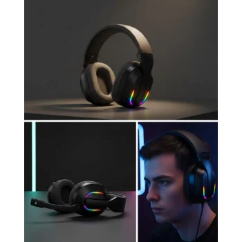 RGB Aydınlatmalı Kablosuz Oyuncu Kulaklığı Konsol ve PC Uyumlu