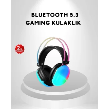RGB Işıklı Kablosuz Kulaklık Bluetooth 5.3 800mAh Ergonomik IPX4 Dayanıklı