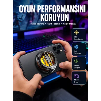 RGB Işıklı Sessiz Fanlı Telefon Soğutucu