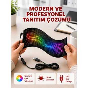 RGB Kayar Yazılı LED Reklam Ekranı – USB Bağlantılı Esnek Tasarım