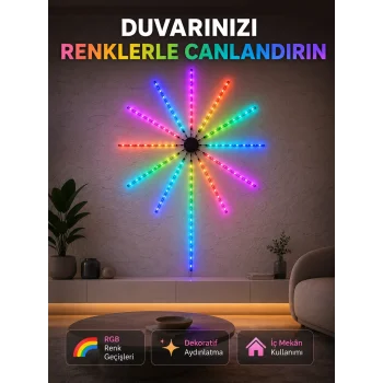 RGB LED Duvar Aydınlatması Telefon Kontrollü Dekoratif Ortam Işığı