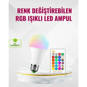 RGB Uzaktan Kumandalı LED Ampul 16 Renk Dekoratif Aydınlatma