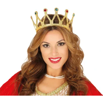 Rönesans Kostümlü Kraliyet Ortaçağ Altın Gold Kraliçe Prenses Tacı (5047)
