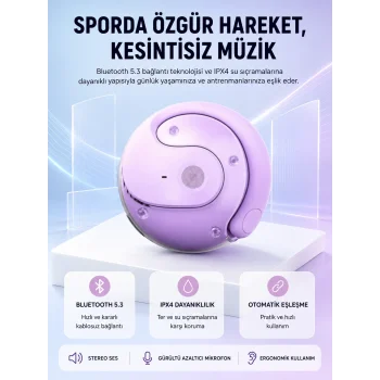 S05 Kablosuz Kulaklık Bluetooth 5.3 IPX4 Su Geçirmez Stereo Ses Otomatik Bağlantı Yeni Nesil
