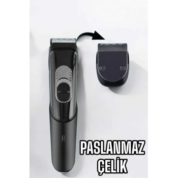 Saç Sakal Vücut Şarjlı Kablosuz Tıraş Makinesi Profesyonel Paslanmaz Çelik