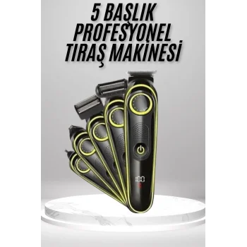 Saç Sakal Vücut Tıraş Makinesi 5in1 Kablosuz Burun Kulak Tıraş Makinesi