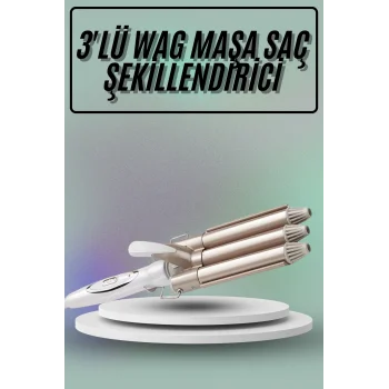 Saç Şekillendirici Wag Maşa Üçlü Yüksek Isı Ayarlı Seramik Kaplama