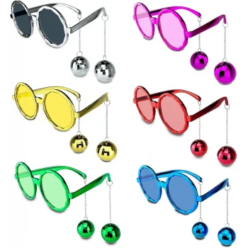 Sallanan Disko Top Küpeli Gözlük Retro Hawaii 5 Renk 6 Adet (5047)