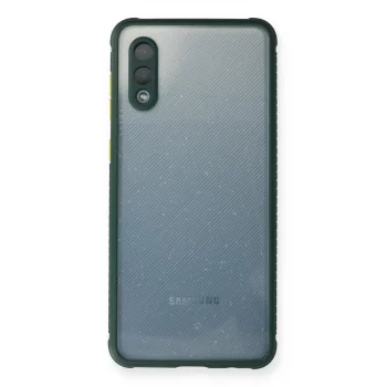 Samsung Galaxy A02 Kılıf Miami Şeffaf Silikon - Koyu Yeşil