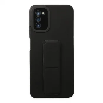 Samsung Galaxy A03s Kılıf Mega Standlı Silikon - Siyah