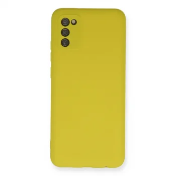 Samsung Galaxy A03s Kılıf Nano İçi Kadife Silikon - Sarı