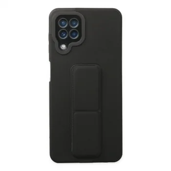 Samsung Galaxy A22 Kılıf Mega Standlı Silikon - Siyah