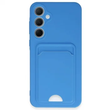 Samsung Galaxy A35 5g Kılıf Kelvin Kartvizitli Silikon - Mavi