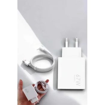 Şarj Aleti 67W Hızlı Şarj Turbo Type-C Uyumlu Şarj Adaptörü Kablosu