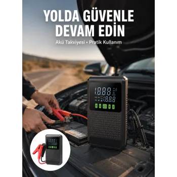 Şarjlı Araç Akü Takviyeli Hava Pompası Powerbank Özellikli Yeni Nesil
