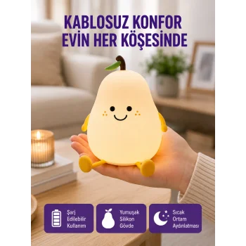 Şarjlı Armut Masa Lambası Renk Değiştiren LED Gece Işığı