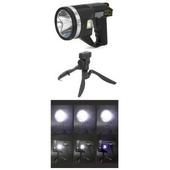 Şarjlı Dev Boy El Feneri Tripod Ayaklı Parlak LED El Lambası Kamp, Av ve Güvenlik İçin İdeal