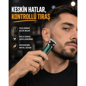 Şarjlı Erkek Tıraş Makinesi – 180 Dakika Pil Ömrü, 2.5 Saat Hızlı Şarj, USB ve Powerbank Uyumlu