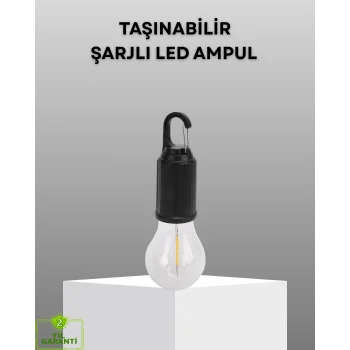 Şarjlı Kancalı LED Lamba – Kamp, Balkon ve Acil Durum Işığı