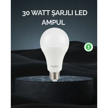 Şarjlı LED Ampul 30 Watt Soğuk Beyaz