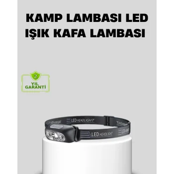 Şarjlı LED Kafa Feneri | 4 Modlu Akıllı Sensörlü Far | Su Geçirmez IPX5 Kamp ve Balıkçı Lambası