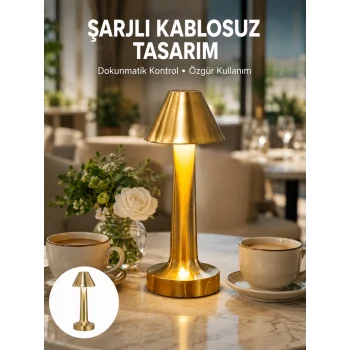 Şarjlı Masa Lambası 3 Işık Modu Kademesiz Karartma Metal Gövde Yeni Nesil