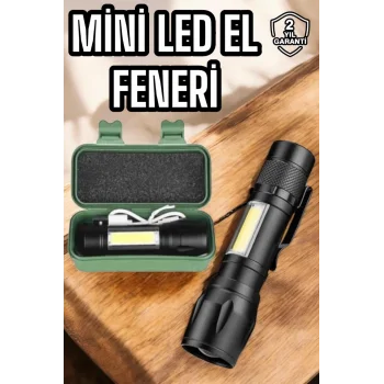 Şarjlı Metal Zoomlu El Feneri Işıldak Led Işık Taşınabilir El Lambası