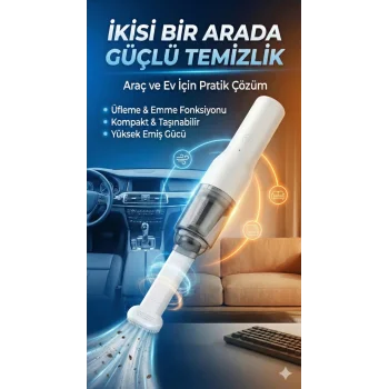 Şarjlı Mini Araç İçi Süpürge