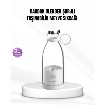 Şarjlı Portatif Blender – Gıda Sınıfı Malzeme, 10 Kullanımlık Pil, Mini Boy ve Hafif Tasarım