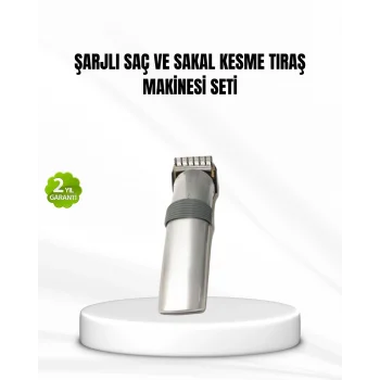 Şarjlı Saç ve Sakal Kesme Makinesi – Paslanmaz Çelik , Ayarlanabilir Başlık
