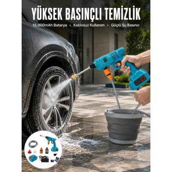 Şarjlı Ve Yüksek Basınçlı Oto Yıkama Makinesi Ve Sulama Tabancası Bahçe Yıkama Makinesi